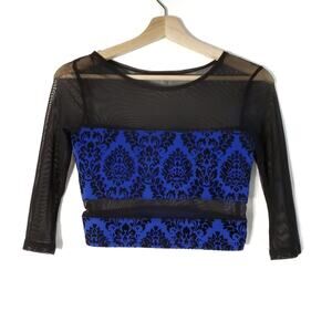 NWT Sparkle & Fade | Mesh and Velour Crop Top